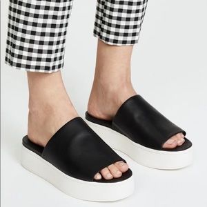 Vince Walford Leather Platform Slides Sandal Black Size, 8 $225